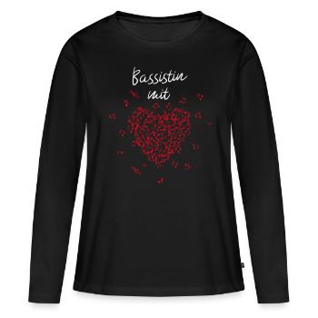 Bassistin mit Herz Bass Musikverein Musikschule - Frauen Premium Bio Langarmshirt - Schwarz - Vorne - Julia (174cm)