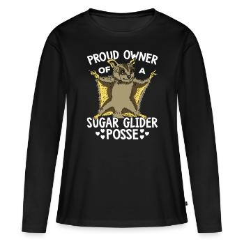 Proud Owner of Sugar Glider Owner Sugar - Women's Premium Organic Long Sleeve Shirt - black - Front - Julia (174cm)