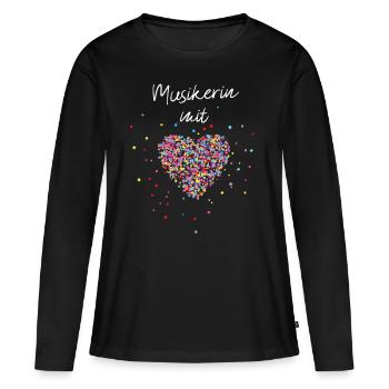 Musikerin mit Herz Musik Musikschule Musikverein - Frauen Premium Bio Langarmshirt - Schwarz - Vorne - Julia (174cm)