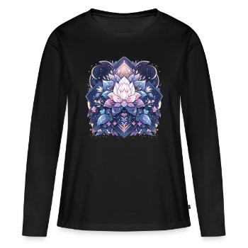 Fleur de lotus - T-shirt manches longues Premium bio Femme - noir - Devant - Julia (174cm)