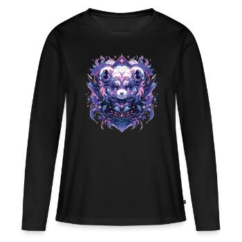 Panda Panda Tête Panda Ours Panda Panda Bébé - T-shirt manches longues Premium bio Femme - noir - Devant - Julia (174cm)