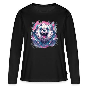 Panda Panda Tête Panda Ours Panda Panda Bébé - T-shirt manches longues Premium bio Femme - noir - Devant - Julia (174cm)