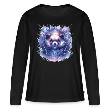 Panda Panda Tête Panda Ours Panda Panda Bébé - T-shirt manches longues Premium bio Femme - noir - Devant - Julia (174cm)