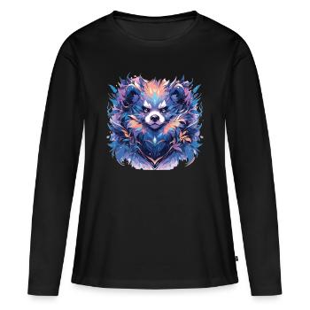 Panda Panda Tête Panda Ours Panda Panda Bébé - T-shirt manches longues Premium bio Femme - noir - Devant - Julia (174cm)