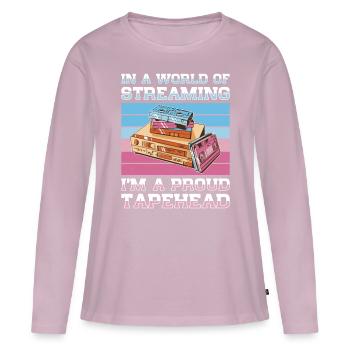 Cinéphile Vintage Rétro Vhs Cassette 80s 90s - T-shirt manches longues Premium bio Femme - rose poudré - Devant - Julia (174cm)