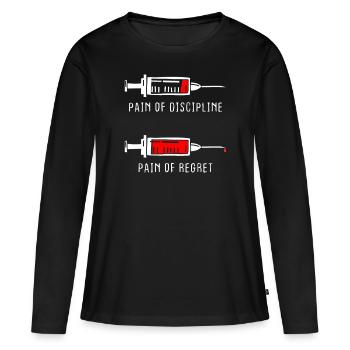 Douleur de la discipline Regret Discipline Fitness Succès - T-shirt manches longues Premium bio Femme - noir - Devant - Julia (174cm)