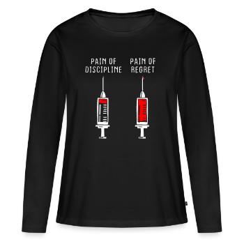 Douleur de la discipline Regret Discipline Fitness Succès - T-shirt manches longues Premium bio Femme - noir - Devant - Julia (174cm)