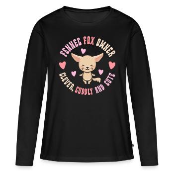 Fennec Fox Propriétaire Clever Cuddly mignon - T-shirt manches longues Premium bio Femme - noir - Devant - Julia (174cm)