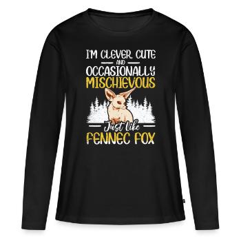 Fennec Fox Clever Mignon Fennec Fox Propriétaire - T-shirt manches longues Premium bio Femme - noir - Devant - Julia (174cm)