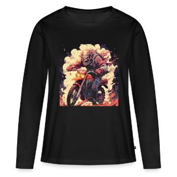 Skull Skull Motocross Dirt Bike - T-shirt manches longues Premium bio Femme - noir - Devant - Julia (174cm)