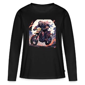 Skull Skull Motocross Dirt Bike - T-shirt manches longues Premium bio Femme - noir - Devant - Julia (174cm)