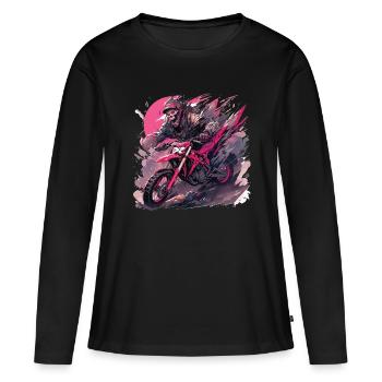 Skull Skull Motocross Dirt Bike - T-shirt manches longues Premium bio Femme - noir - Devant - Julia (174cm)