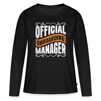 Responsable RH Responsable de l’intégration officielle - T-shirt manches longues Premium bio Femme - noir - Devant - Julia (174cm)