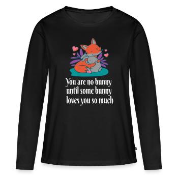 Renard et lapin aiment les ennemis amis lapin de Pâques P - T-shirt manches longues Premium bio Femme - noir - Devant - Julia (174cm)