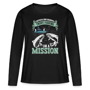 Funny Fishing Men Women - Frauen Premium Bio Langarmshirt - Schwarz - Vorne - Julia (174cm)