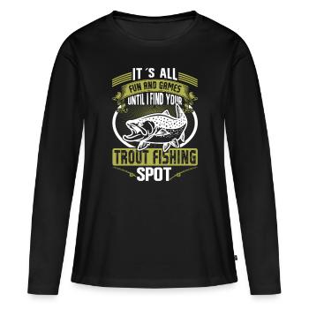 Funny Fishing Men Women - Frauen Premium Bio Langarmshirt - Schwarz - Vorne - Julia (174cm)