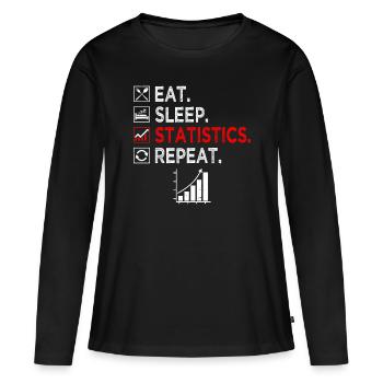 Statistiques sur le sommeil Statistiques sur la répétition Statisticien de l’emploi - T-shirt manches longues Premium bio Femme - noir - Devant - Julia (174cm)