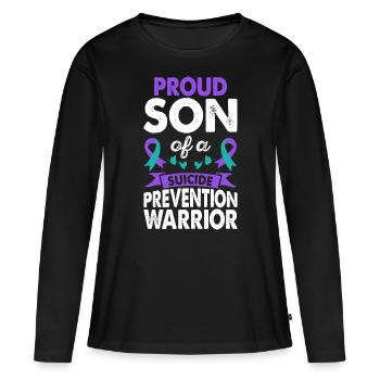 Fils du guerrier de la prévention du suicide - T-shirt manches longues Premium bio Femme - noir - Devant - Julia (174cm)