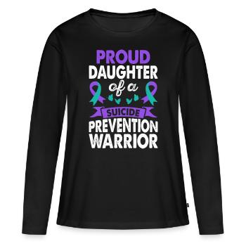 Fille du guerrier de la prévention du suicide - T-shirt manches longues Premium bio Femme - noir - Devant - Julia (174cm)