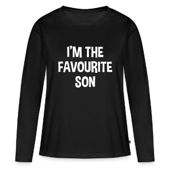 Lustig Ich bin der Lieblingssohn Kinder Geschwister - Frauen Premium Bio Langarmshirt - Schwarz - Vorne - Julia (174cm)