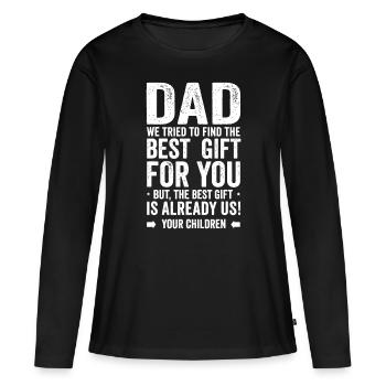Mens Best Dad From Daughter Son Siblings Teens Pap - Women's Premium Organic Long Sleeve Shirt - black - Front - Julia (174cm)