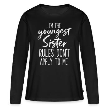 Les règles de la plus jeune sœur ne s’appliquent pas à moi drôle Sibl - T-shirt manches longues Premium bio Femme - noir - Devant - Julia (174cm)