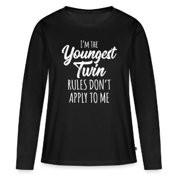 Twins Matching, Birthday Siblings Youngest Twinfun - T-shirt manches longues Premium bio Femme - noir - Devant - Julia (174cm)