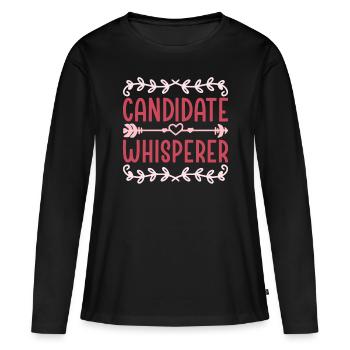 Responsable RH Responsable Ressources Humaines Responsable Candidat Whisperer - T-shirt manches longues Premium bio Femme - noir - Devant - Julia (174cm)