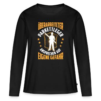 Überarbeiteter Parkettleger Fußbodenleger - Frauen Premium Bio Langarmshirt - Schwarz - Vorne - Julia (174cm)