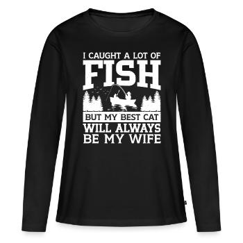 Funny Fishing Men Women - Frauen Premium Bio Langarmshirt - Schwarz - Vorne - Julia (174cm)