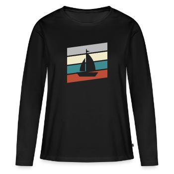 Rétro de la voile - T-shirt manches longues Premium bio Femme - noir - Devant - Julia (174cm)