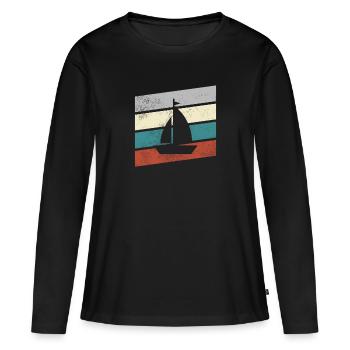 Rétro de la voile - T-shirt manches longues Premium bio Femme - noir - Devant - Julia (174cm)
