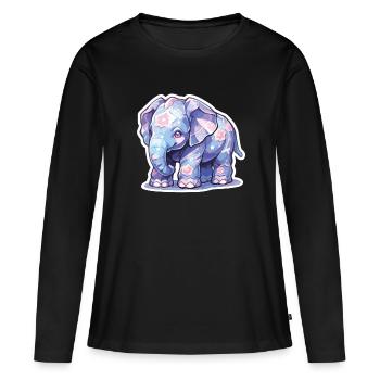 Éléphant Éléphant Éléphant Bébé Pachyderme - T-shirt manches longues Premium bio Femme - noir - Devant - Julia (174cm)