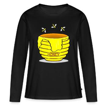 Pot de miel avec miel abeilles cadeau sucré - T-shirt manches longues Premium bio Femme - noir - Devant - Julia (174cm)