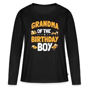 Grand-mère du garçon d’anniversaire Ouvrier de la construction Bd - T-shirt manches longues Premium bio Femme - noir - Devant - Julia (174cm)