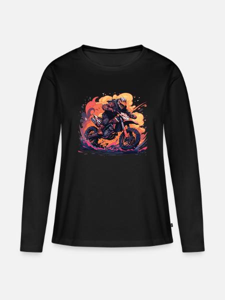 Motocross Motocross Motorrad Dirtbike Dirtbikes - Frauen Premium Bio Langarmshirt - Schwarz