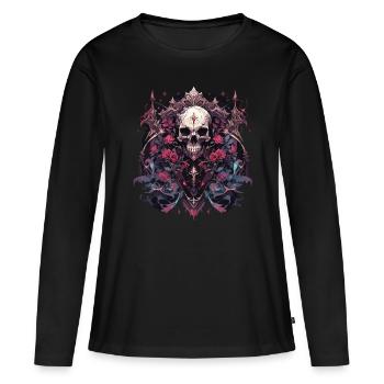 Crâne Crâne Crânes Crâne Squelette - T-shirt manches longues Premium bio Femme - noir - Devant - Julia (174cm)