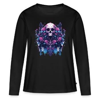 Crâne Crâne Crânes Crâne Squelette - T-shirt manches longues Premium bio Femme - noir - Devant - Julia (174cm)