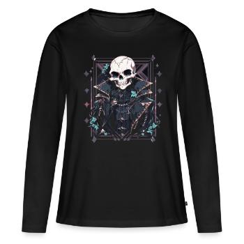 Crâne Crâne Crânes Crâne Squelette - T-shirt manches longues Premium bio Femme - noir - Devant - Julia (174cm)