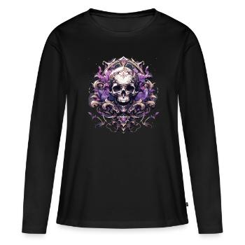 Crâne Crâne Crânes Crâne Squelette - T-shirt manches longues Premium bio Femme - noir - Devant - Julia (174cm)