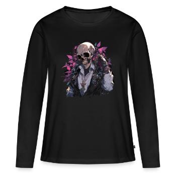Crâne Crâne Crânes Crâne Squelette - T-shirt manches longues Premium bio Femme - noir - Devant - Julia (174cm)