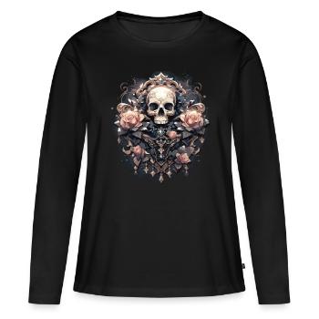 Crâne Crâne Crânes Crâne Squelette - T-shirt manches longues Premium bio Femme - noir - Devant - Julia (174cm)