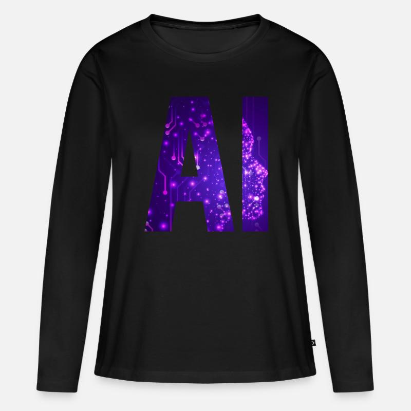 AI Artificial Intelligence - Frauen Premium Bio Langarmshirt - Schwarz