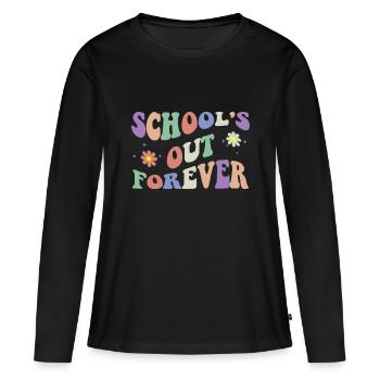 Die Schule ist für immer aus Lehrerpensionierung Boho Flowe - Frauen Premium Bio Langarmshirt - Schwarz - Vorne - Julia (174cm)