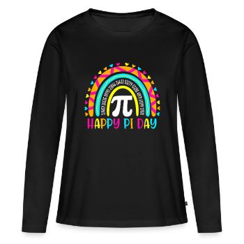 Regenbogen Happy Pi Tag Mathelehrer Jungen Mädchen Pi da - Frauen Premium Bio Langarmshirt - Schwarz - Vorne - Julia (174cm)