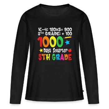 Lehrer der fünften Klasse - 1000 Tage klüger 100. Tag - Frauen Premium Bio Langarmshirt - Schwarz - Vorne - Julia (174cm)