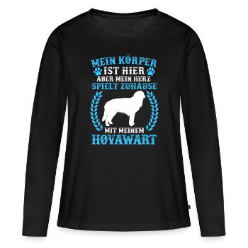 Spiele mit meinem Hovawart derber Bauernhund - Frauen Premium Bio Langarmshirt - Schwarz - Vorne - Julia (174cm)