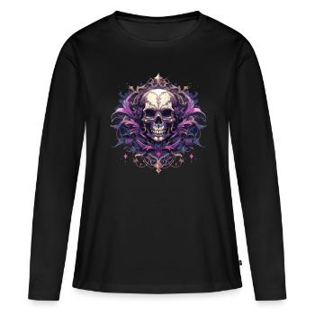 Crâne Crâne Crânes Crâne Squelette - T-shirt manches longues Premium bio Femme - noir - Devant - Julia (174cm)
