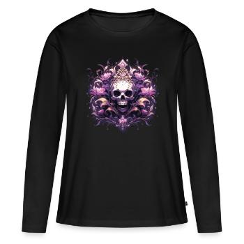Crâne Crâne Crânes Crâne Squelette - T-shirt manches longues Premium bio Femme - noir - Devant - Julia (174cm)
