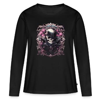 Crâne Crâne Crânes Crâne Squelette - T-shirt manches longues Premium bio Femme - noir - Devant - Julia (174cm)